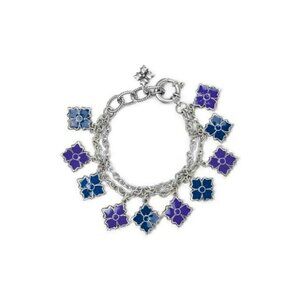 Patricia Nash Silver Blue/Purple Reversible Enamel Floret Motif Charm Bracelet